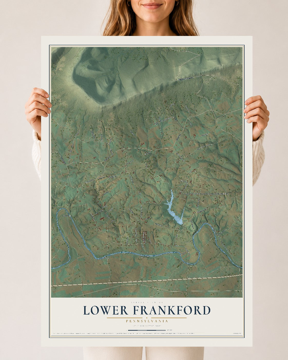 Map of Lower Frankford, Pennsylvania, 24 x 36 inch unframed archival matte print