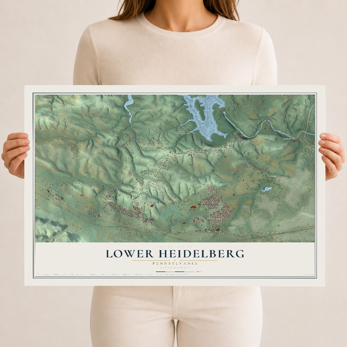 Map of Lower Heidelberg, Pennsylvania, 12 x 18 inch unframed archival matte print
