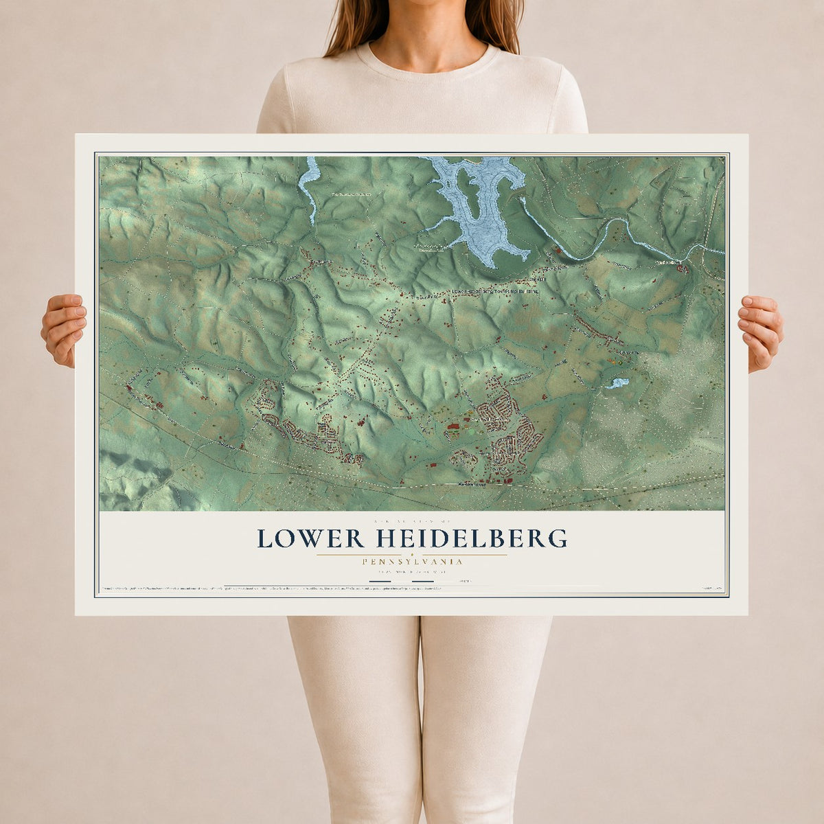 Map of Lower Heidelberg, Pennsylvania, 24 x 36 inch unframed archival matte print