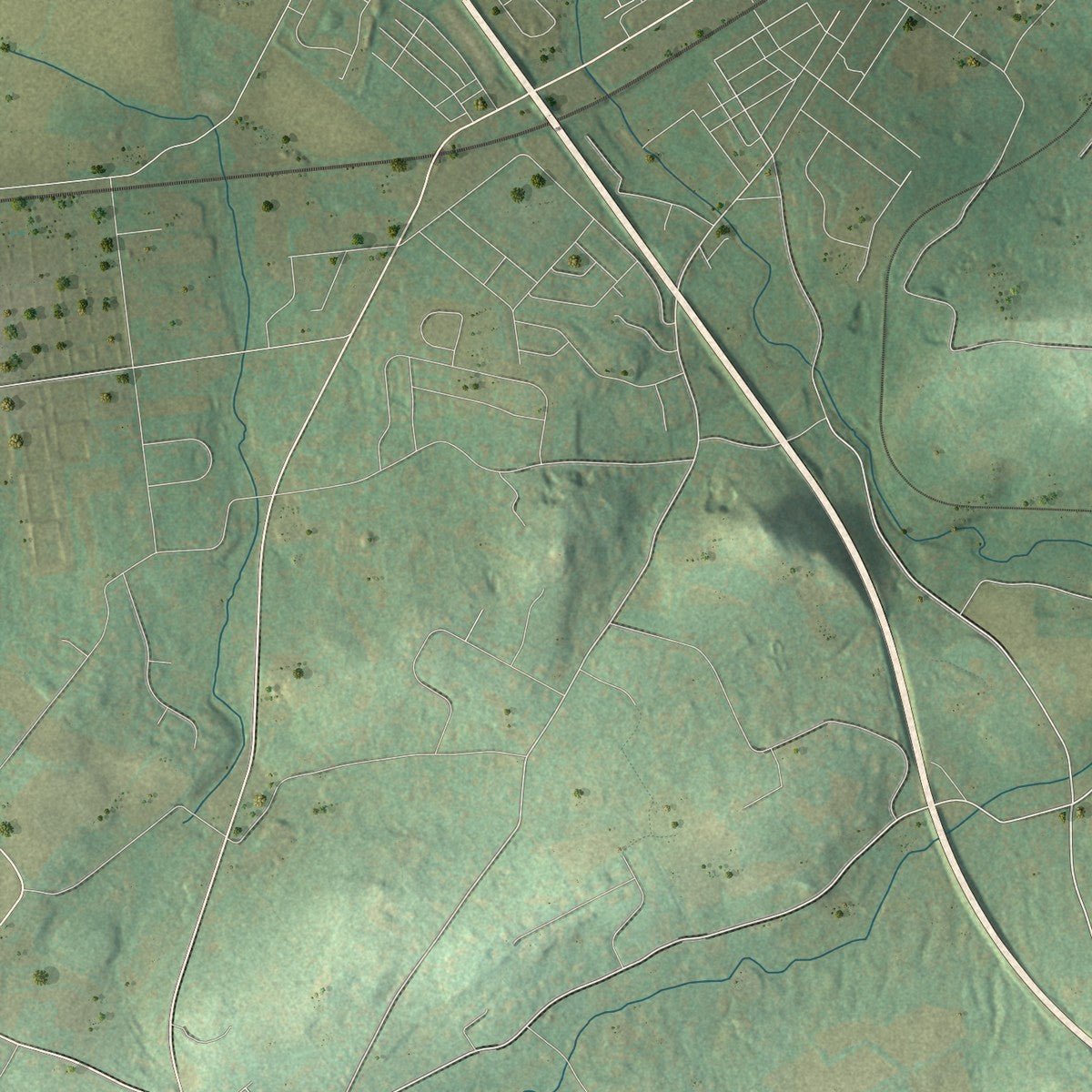 Second close-up of the map of Lower Milford, Pennsylvania print showing more streets and buildings