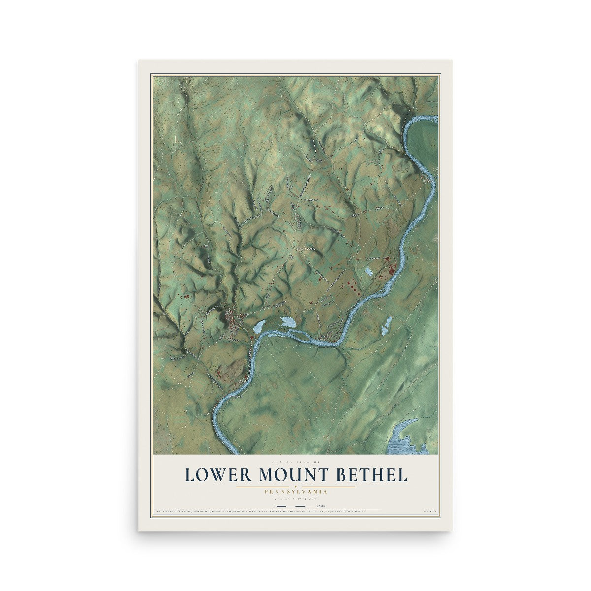 Map of Lower Mount Bethel, Pennsylvania, 12 x 18 inch unframed archival matte print