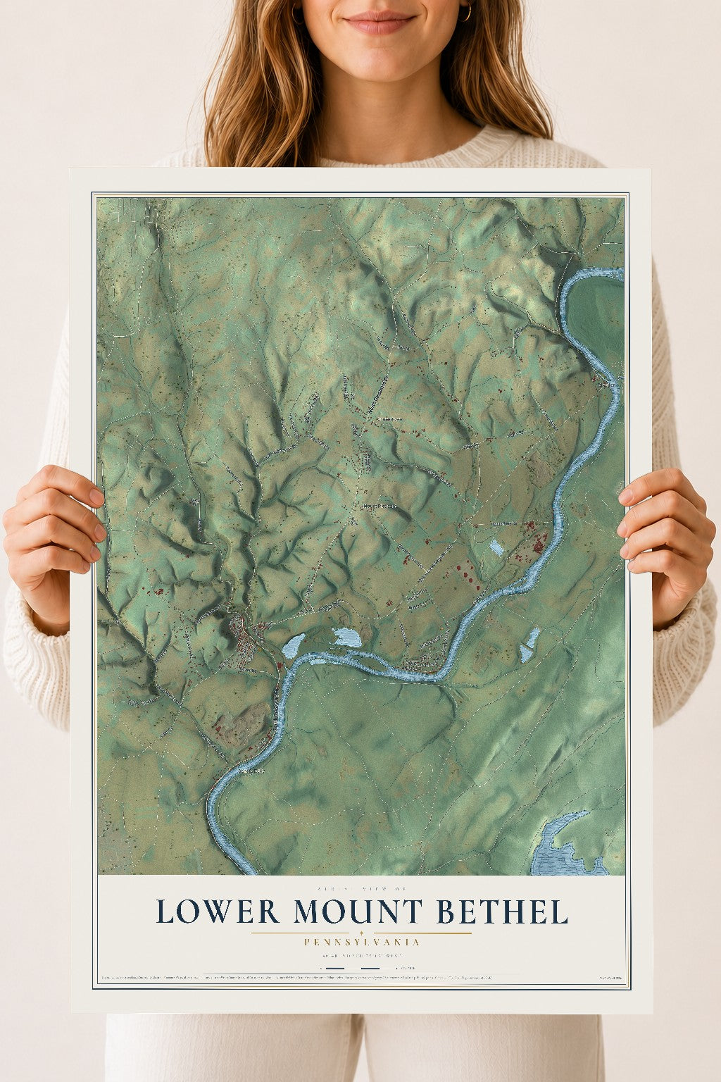 Map of Lower Mount Bethel, Pennsylvania, 18 x 24 inch unframed archival matte print