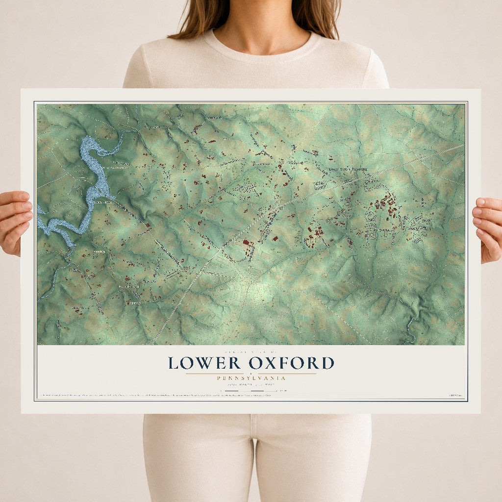 Map of Lower Oxford, Pennsylvania, 18 x 24 inch unframed archival matte print