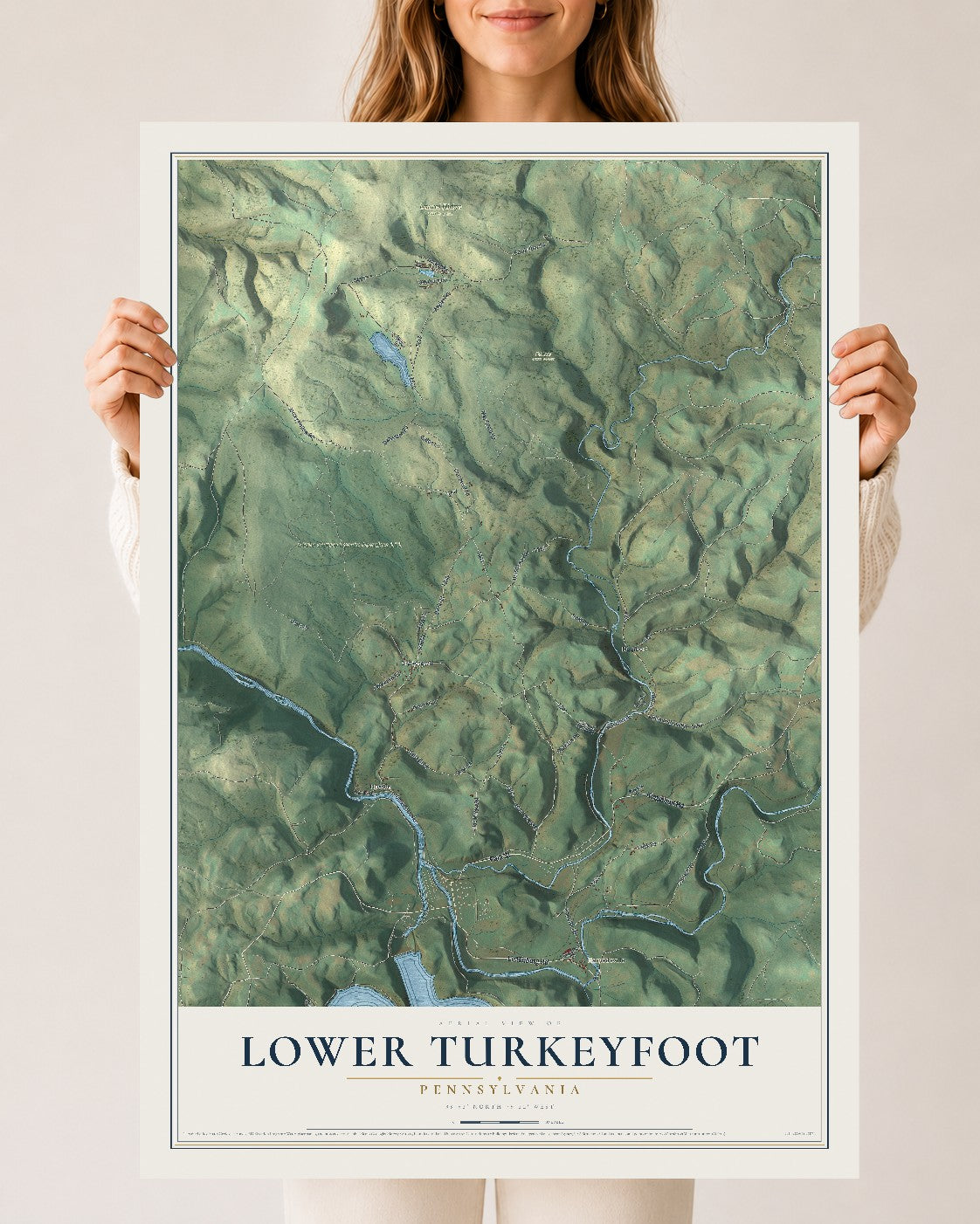Map of Lower Turkeyfoot, Pennsylvania, 24 x 36 inch unframed archival matte print