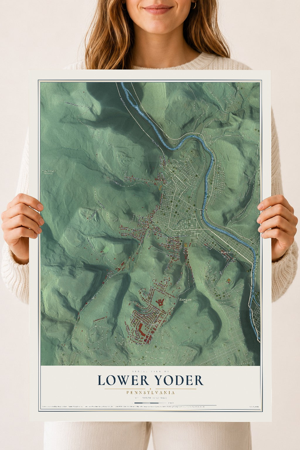Map of Lower Yoder, Pennsylvania, 18 x 24 inch unframed archival matte print