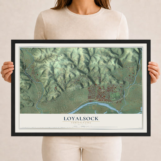 Map of Loyalsock, Pennsylvania, 12 x 18 inch print in a black wood frame