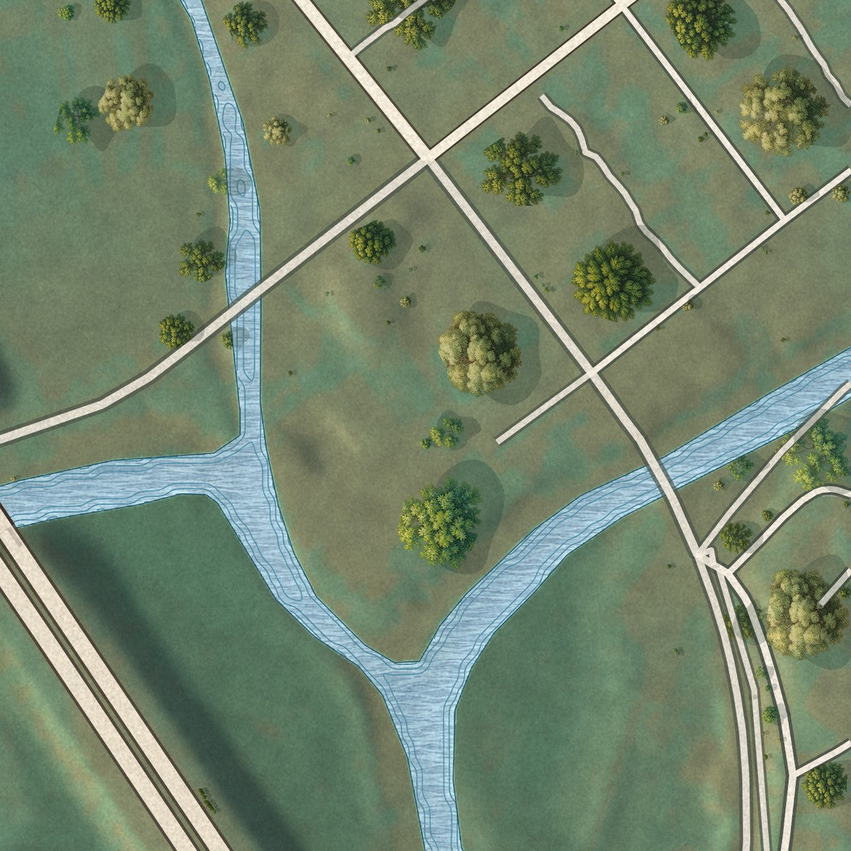 Close-up of the map of Lumber City, Pennsylvania print showing street and building detail