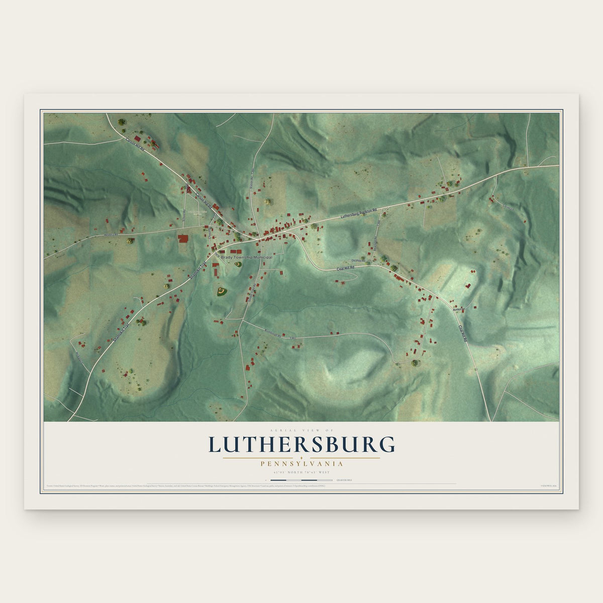 Luthersburg, Pennsylvania map print, the full design