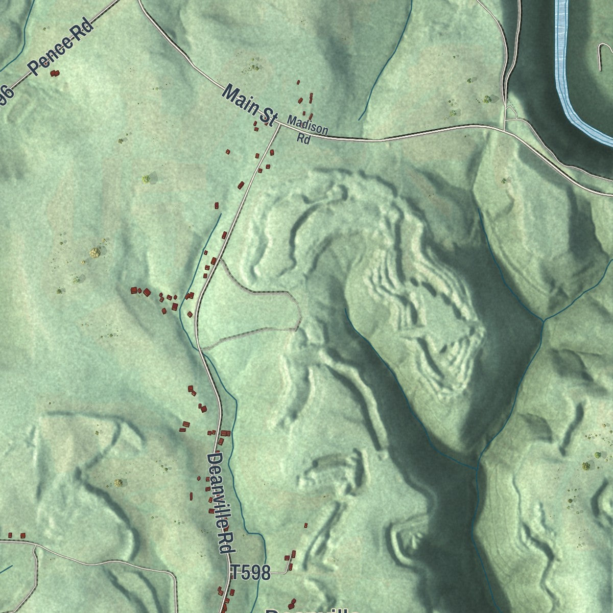 Close-up of the map of Madison, Armstrong County, Pennsylvania print showing street and building detail