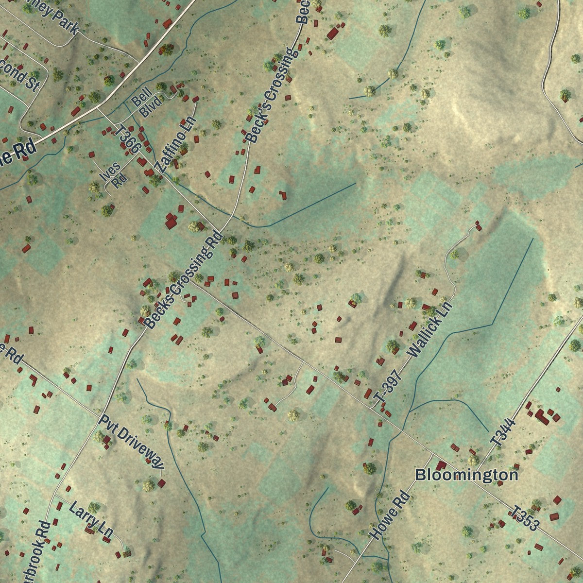 Close-up of the map of Madison, Lackawanna County, Pennsylvania print showing street and building detail