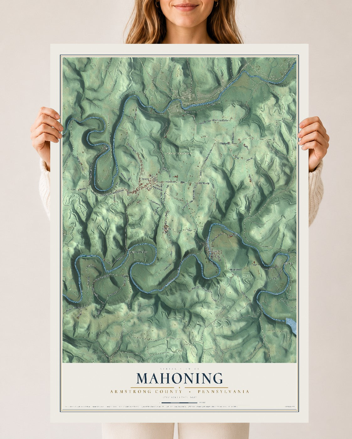 Map of Mahoning, Armstrong County, Pennsylvania, 24 x 36 inch unframed archival matte print