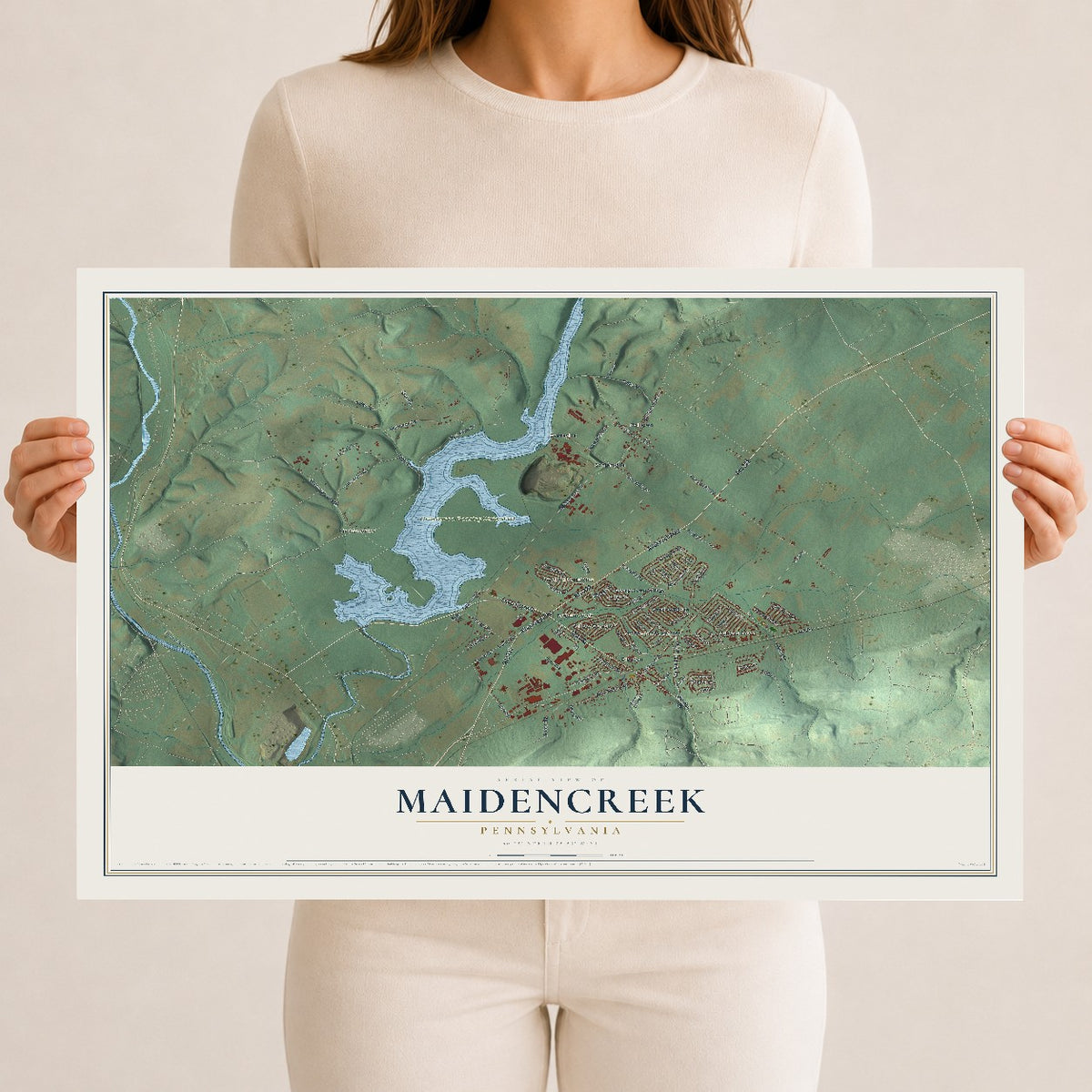Map of Maidencreek, Pennsylvania, 12 x 18 inch unframed archival matte print