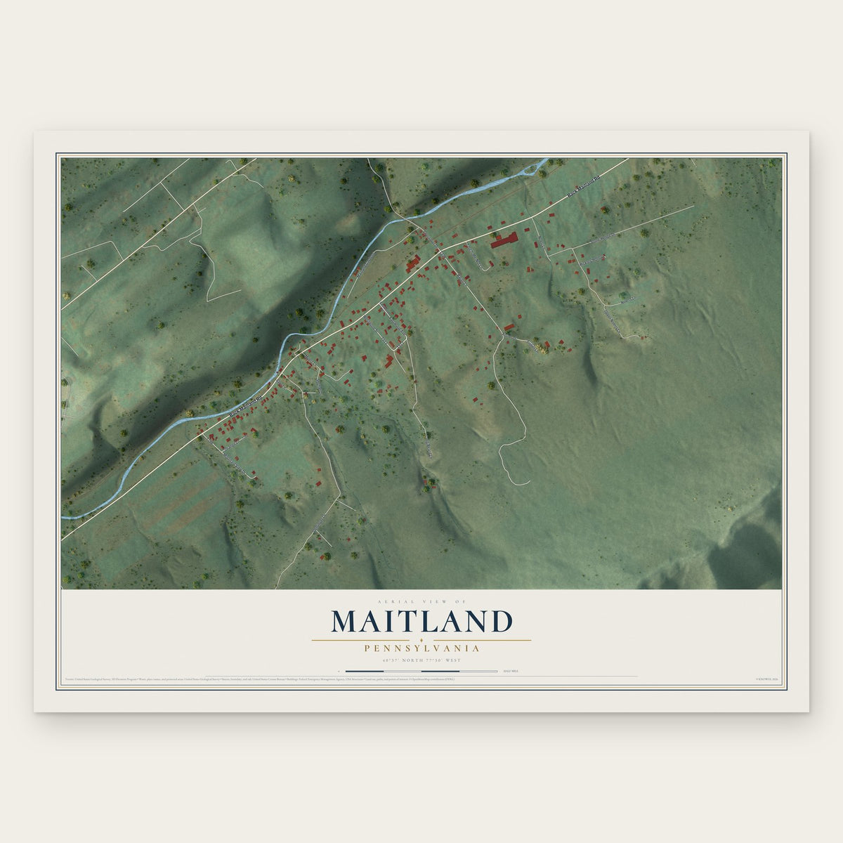 Maitland, Pennsylvania map print, the full design
