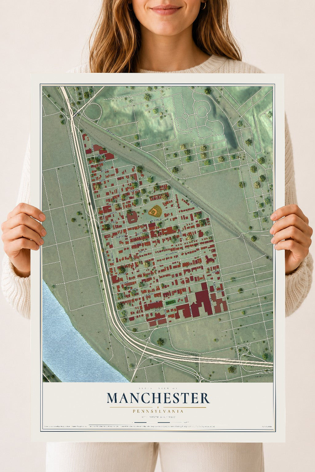 Map of Manchester, Pennsylvania, 18 x 24 inch unframed archival matte print