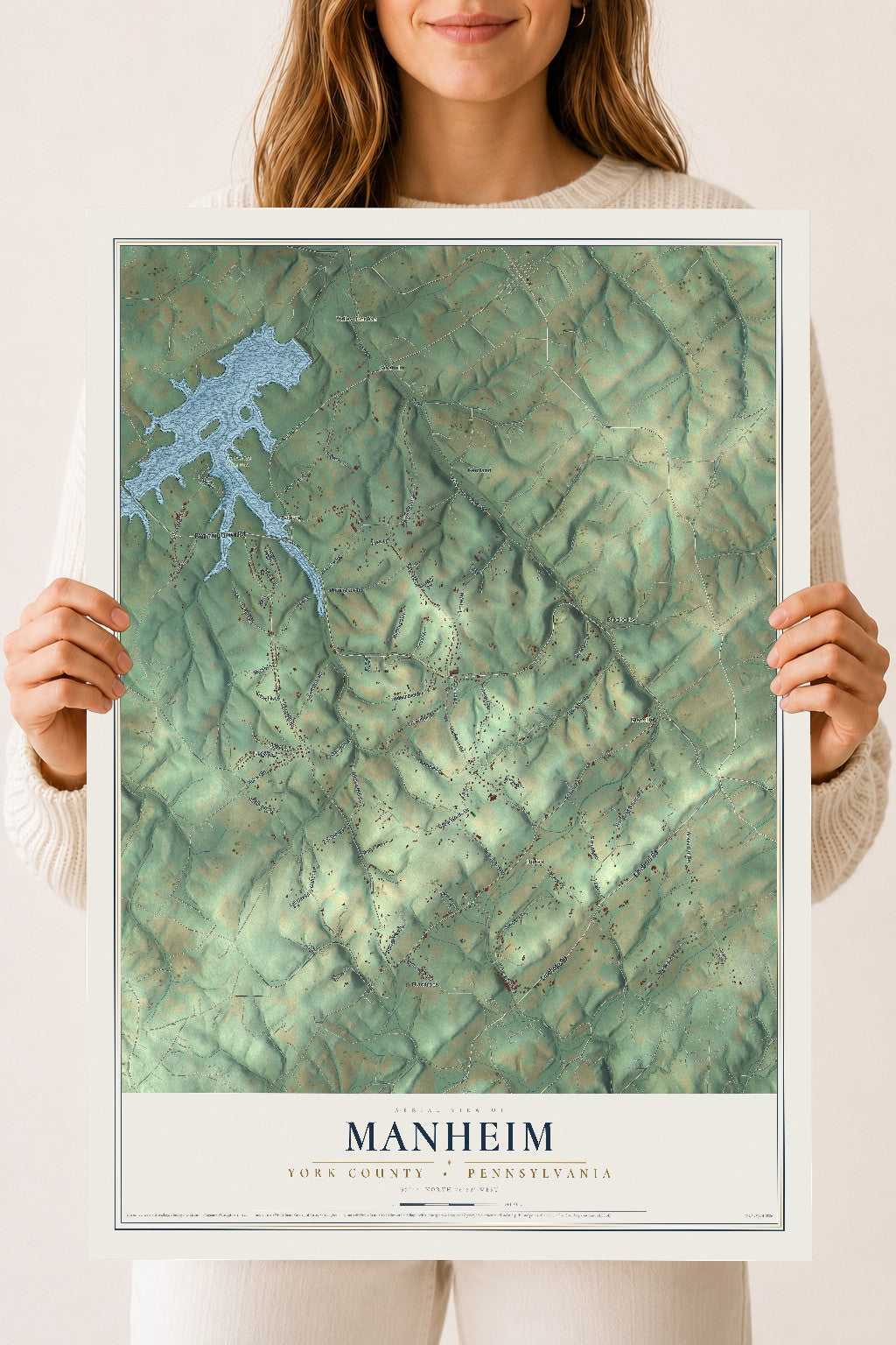 Map of Manheim, York County, Pennsylvania, 18 x 24 inch unframed archival matte print