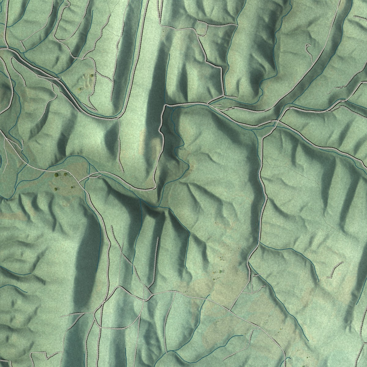 Second close-up of the map of Mann, Pennsylvania print showing more streets and buildings