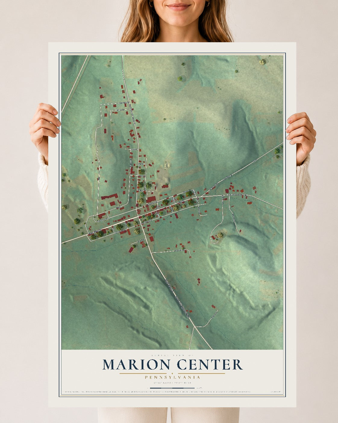 Map of Marion Center, Pennsylvania, 24 x 36 inch unframed archival matte print