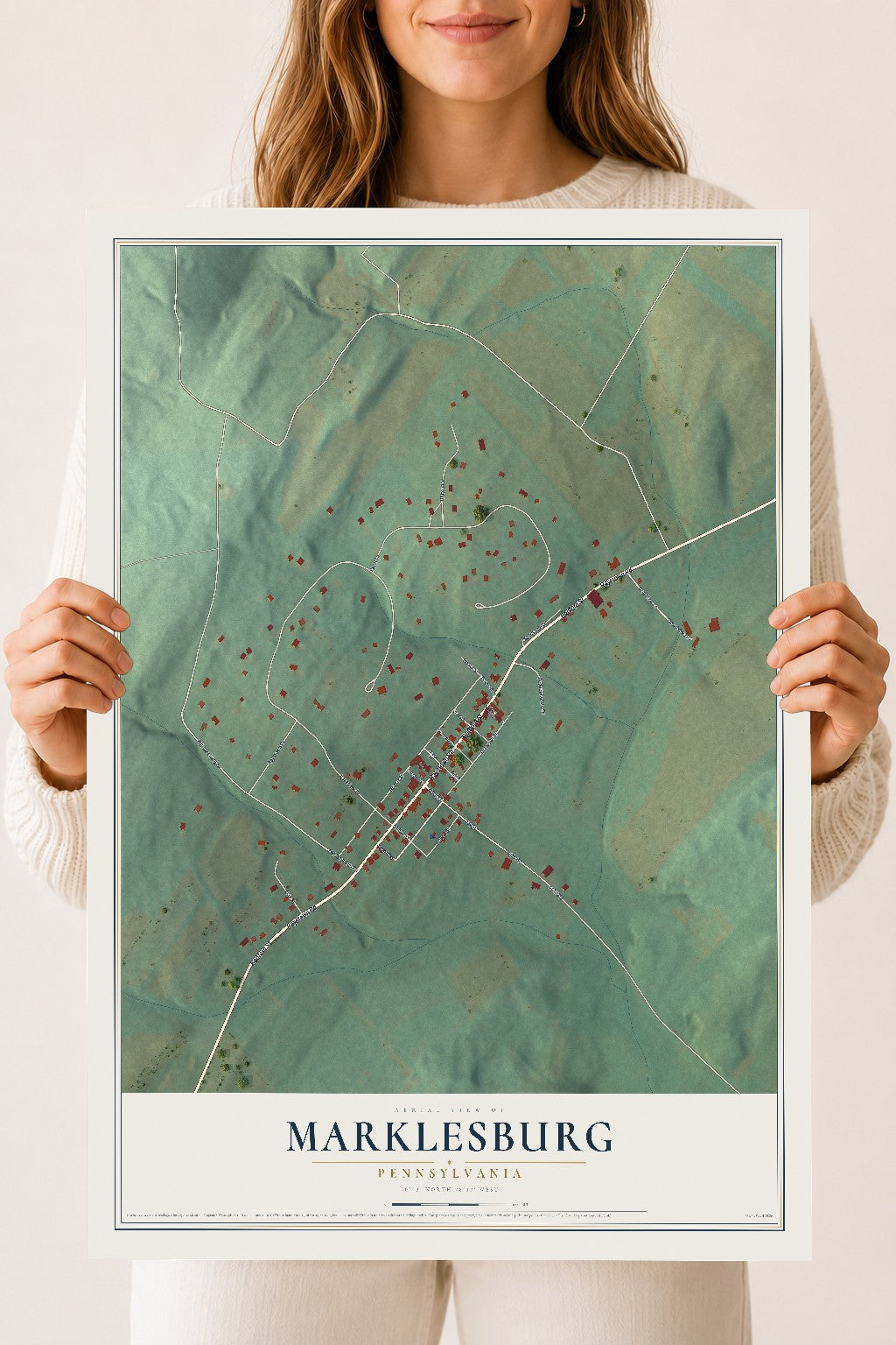 Map of Marklesburg, Pennsylvania, 18 x 24 inch unframed archival matte print
