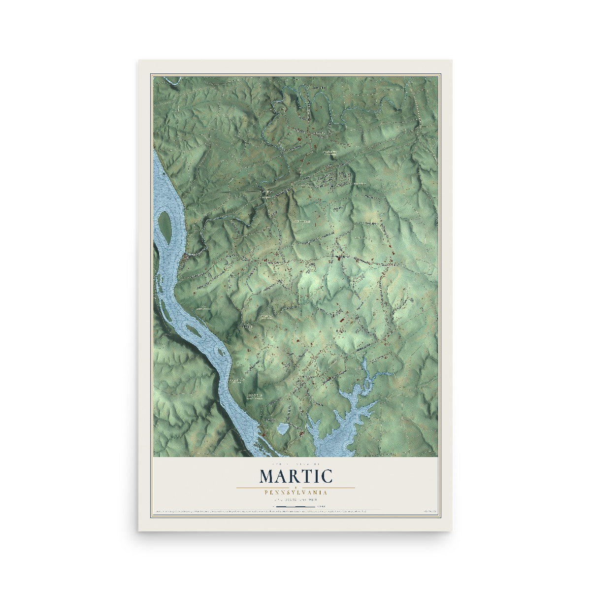 Map of Martic, Pennsylvania, 12 x 18 inch unframed archival matte print