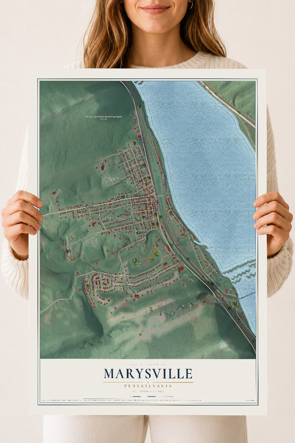 Map of Marysville, Pennsylvania, 18 x 24 inch unframed archival matte print