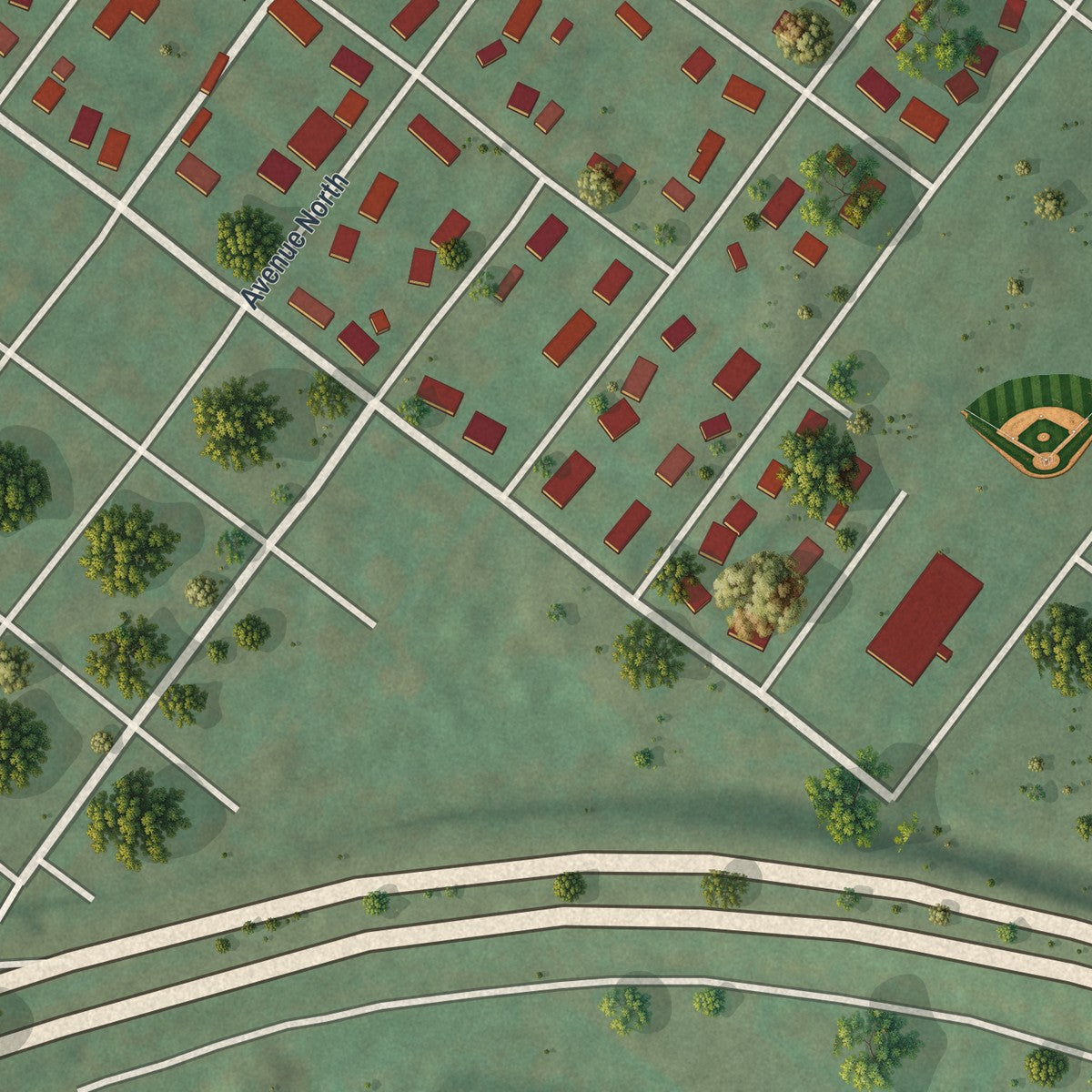 Second close-up of the map of Matamoras, Pennsylvania print showing more streets and buildings
