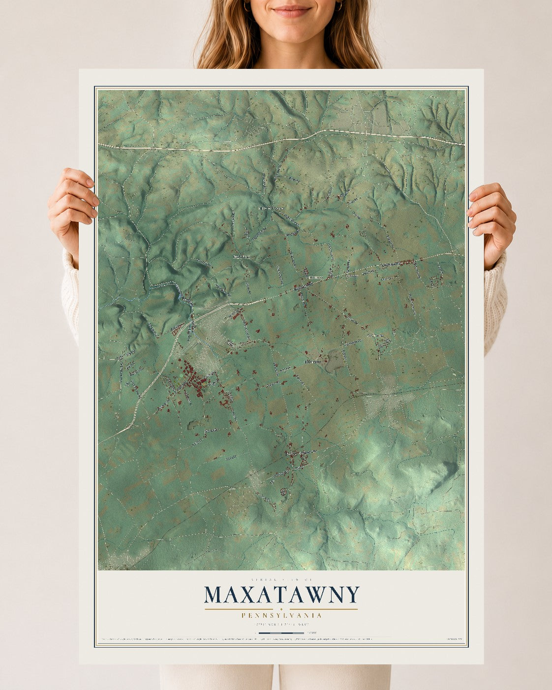 Map of Maxatawny, Pennsylvania, 24 x 36 inch unframed archival matte print