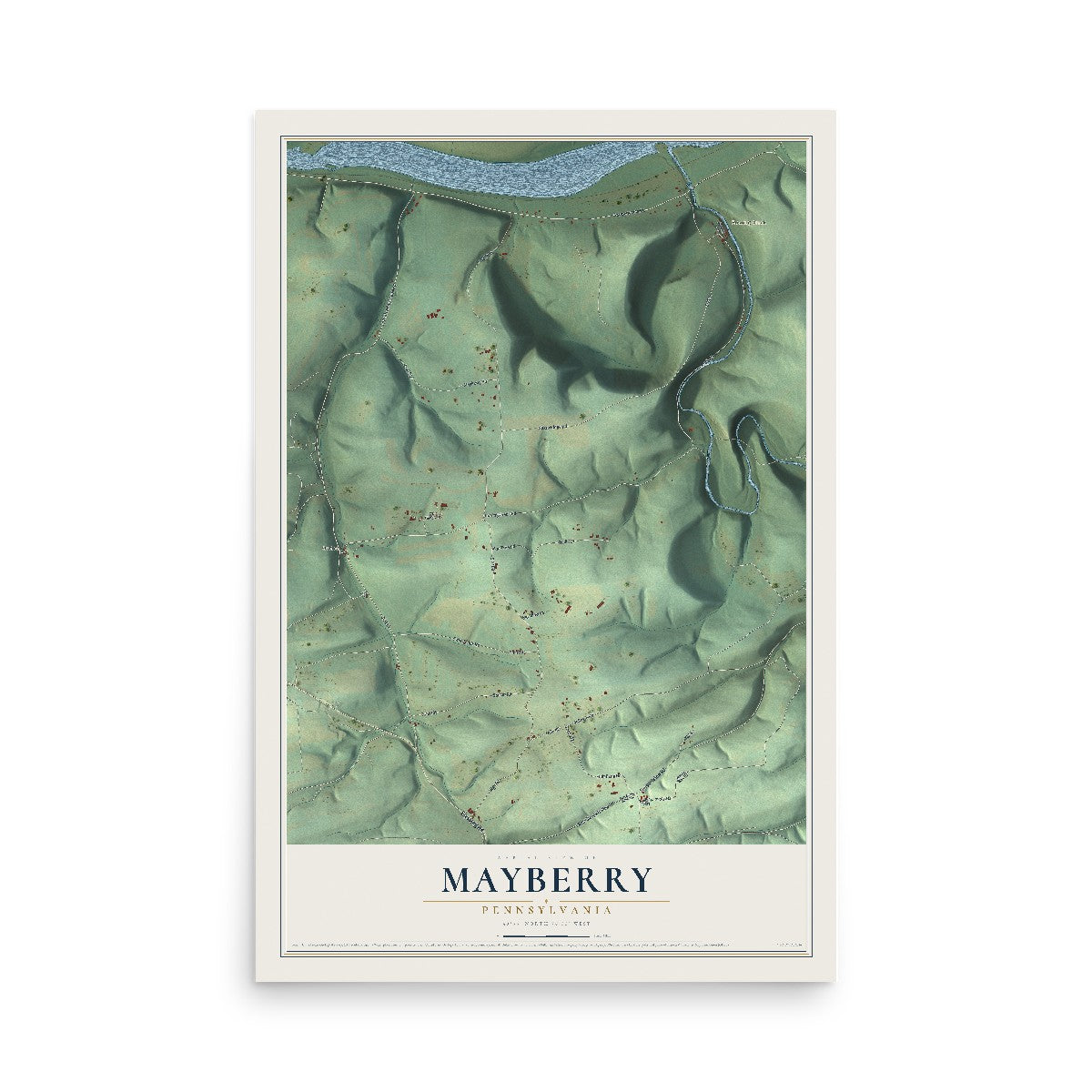 Map of Mayberry, Pennsylvania, 12 x 18 inch unframed archival matte print