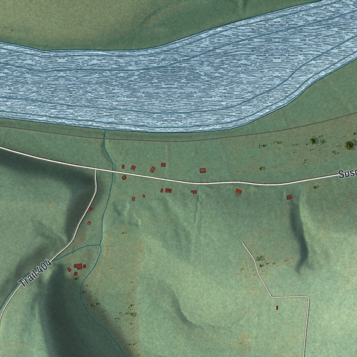 Close-up of the map of Mayberry, Pennsylvania print showing street and building detail