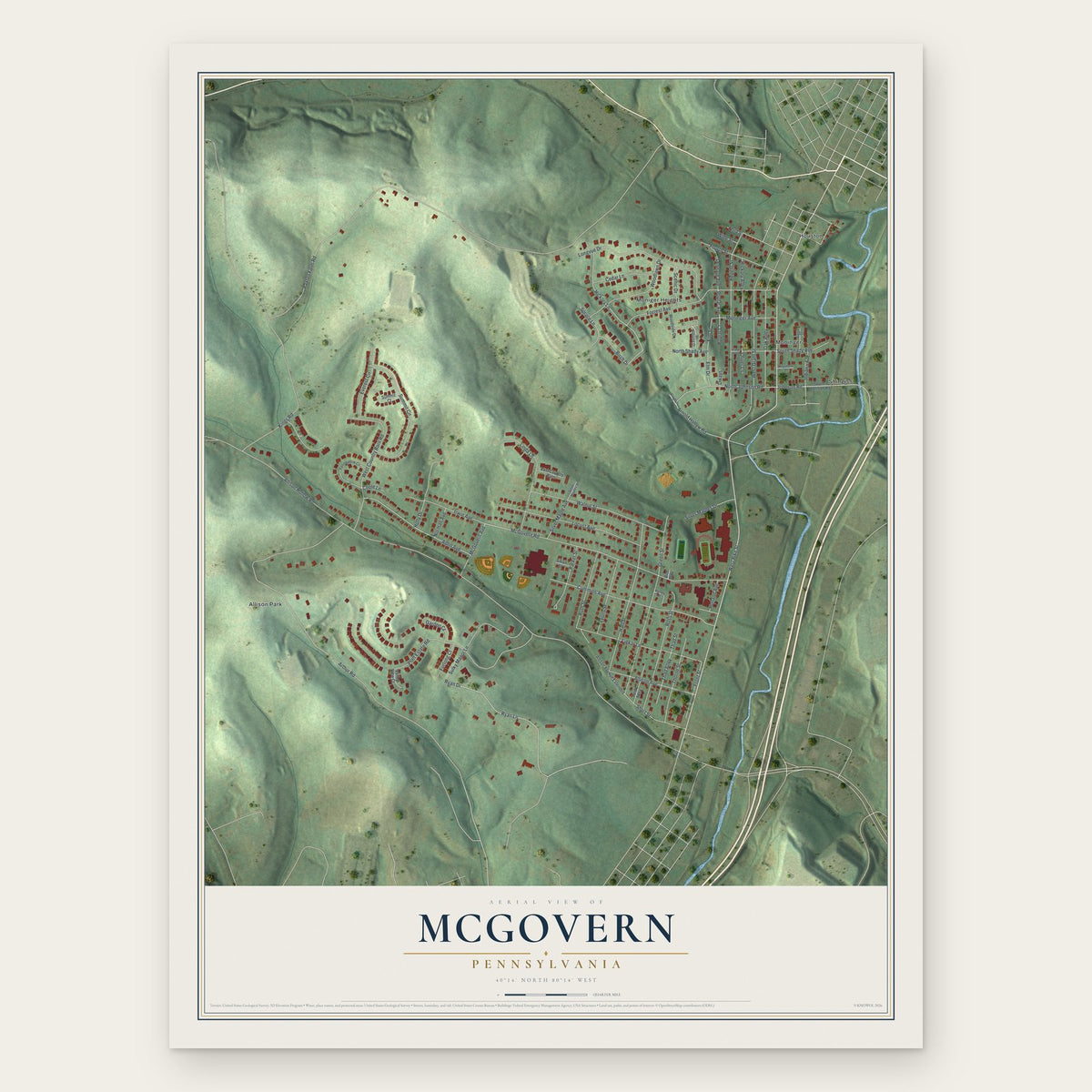 McGovern, Pennsylvania map print, the full design