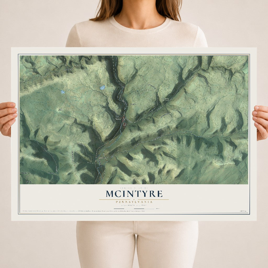 Map of McIntyre, Pennsylvania, 18 x 24 inch unframed archival matte print