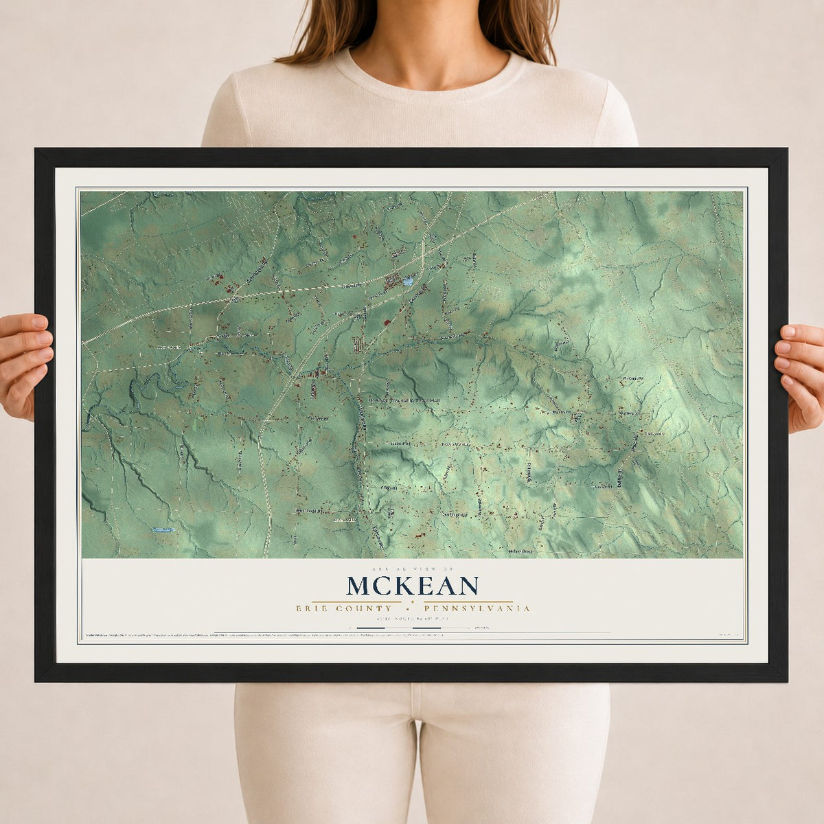 Map of McKean, Erie County, Pennsylvania, 18 x 24 inch print in a black wood frame