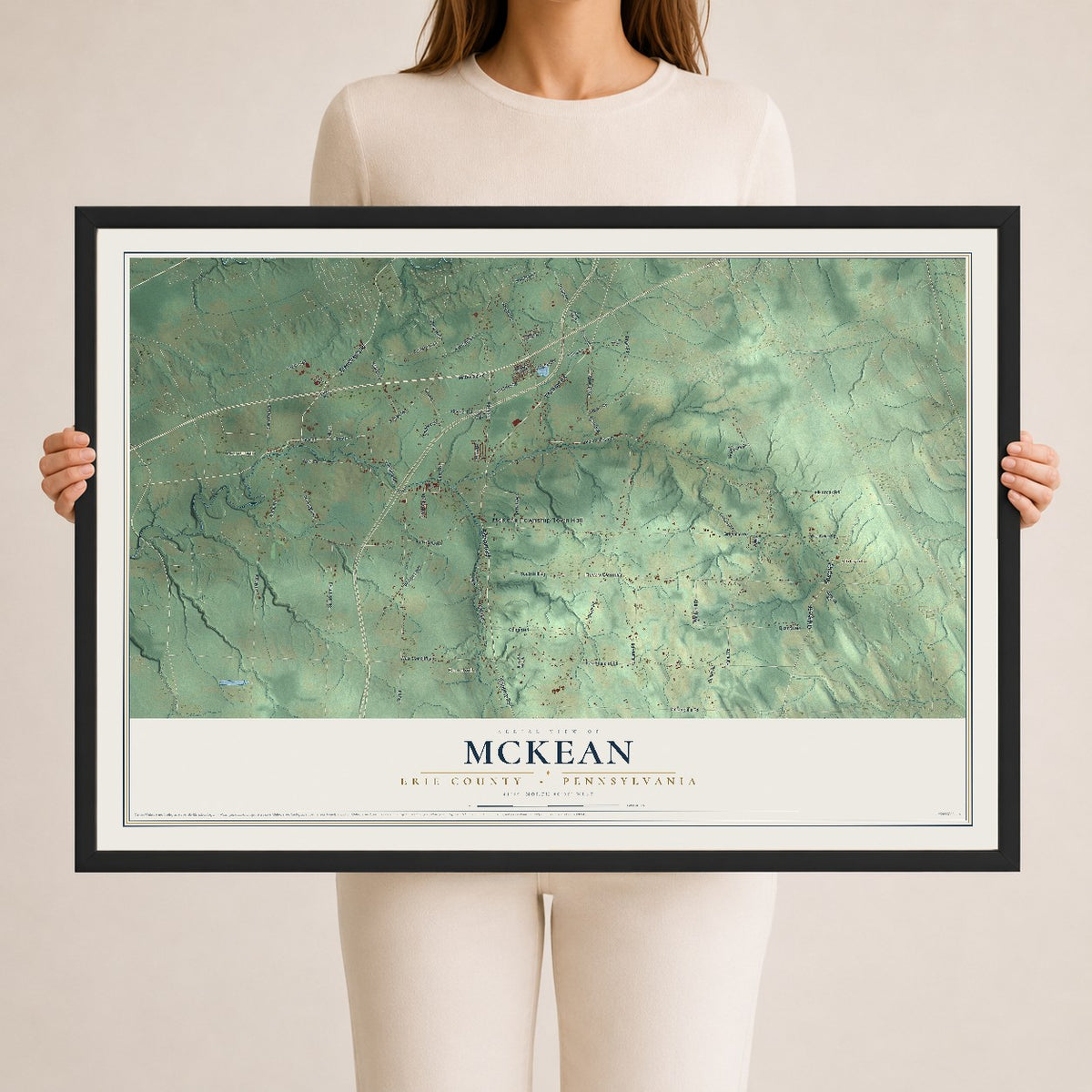 Map of McKean, Erie County, Pennsylvania, 24 x 36 inch print in a black wood frame