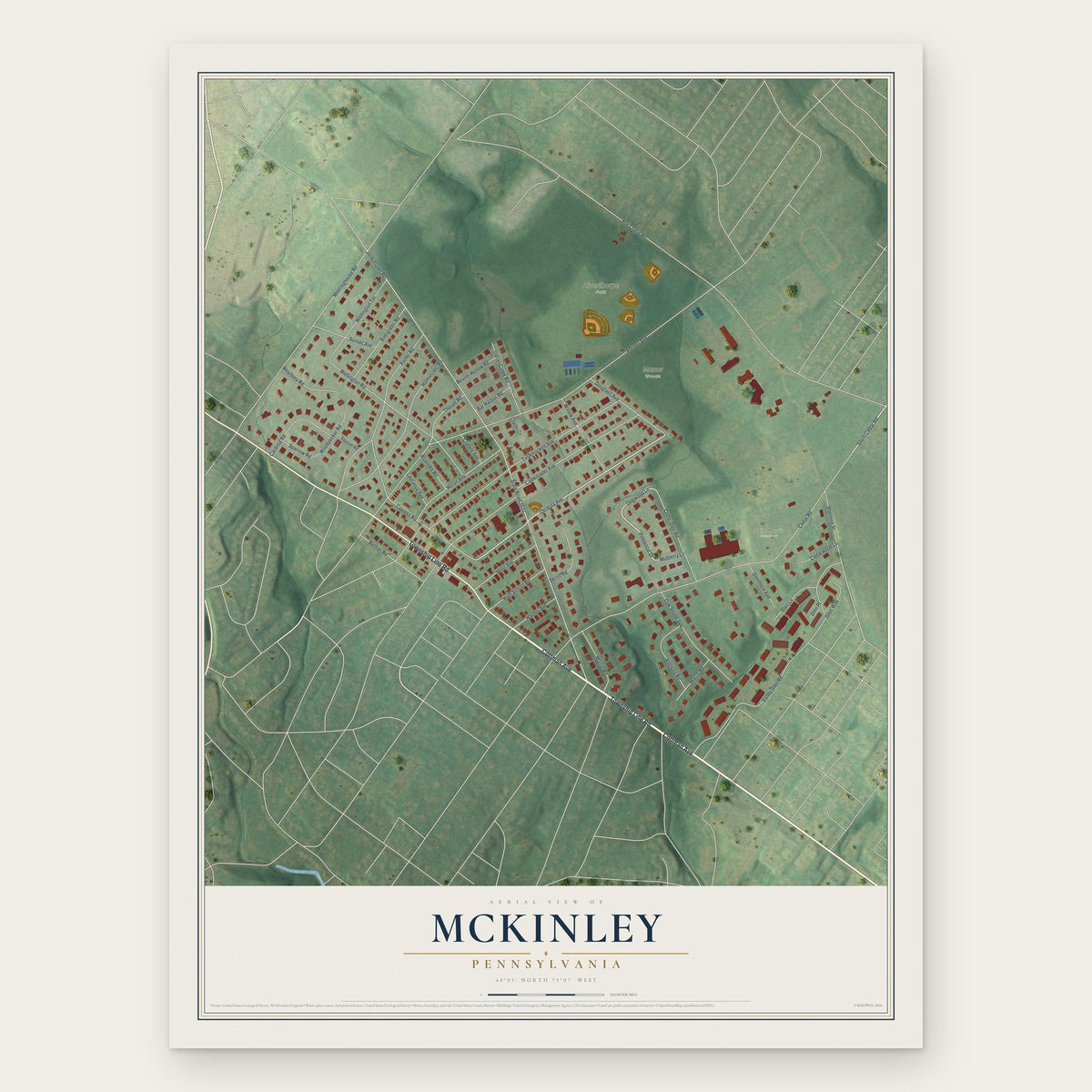 McKinley, Pennsylvania map print, the full design