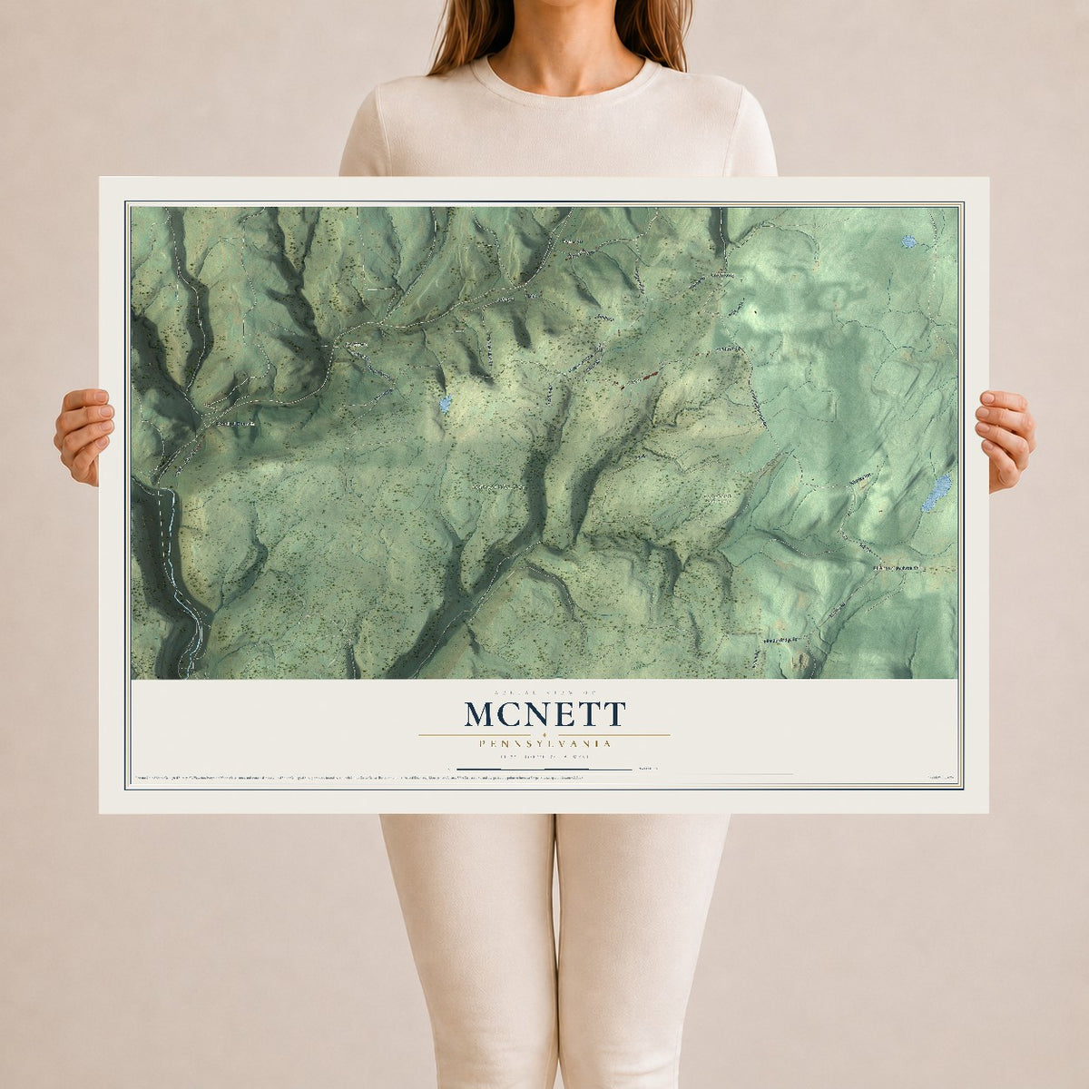 Map of McNett, Pennsylvania, 24 x 36 inch unframed archival matte print