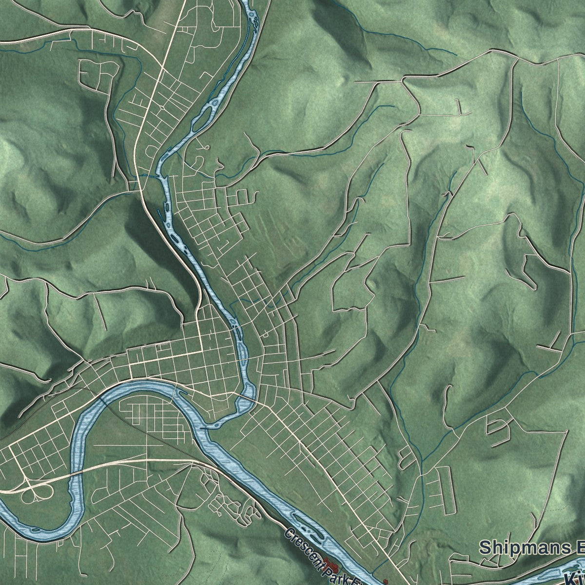 Close-up of the map of Mead, Pennsylvania print showing street and building detail