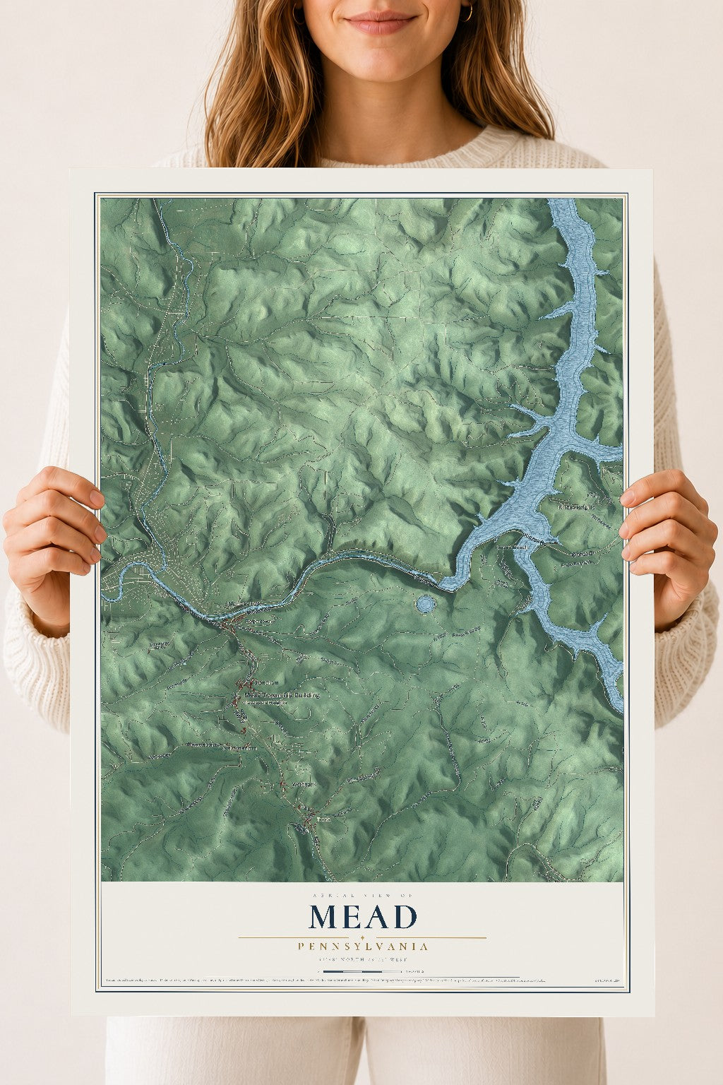Map of Mead, Pennsylvania, 18 x 24 inch unframed archival matte print