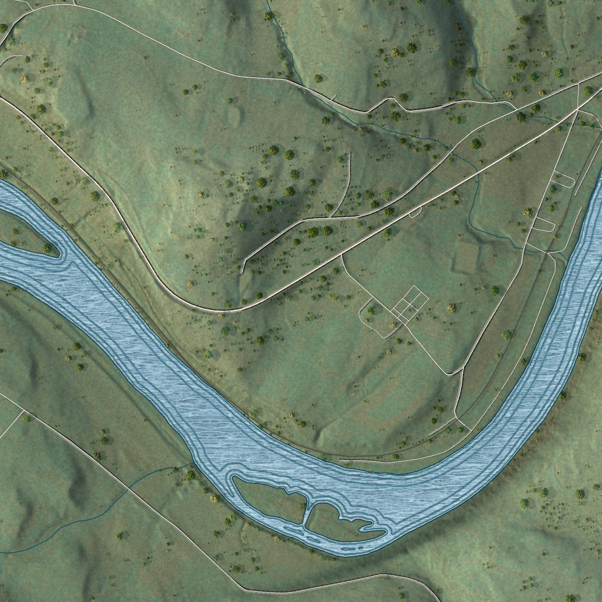 Second close-up of the map of Mehoopany, Pennsylvania print showing more streets and buildings