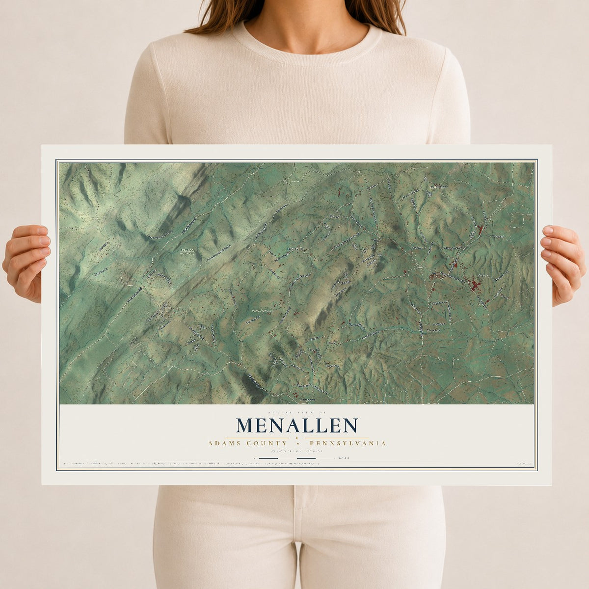 Map of Menallen, Adams County, Pennsylvania, 12 x 18 inch unframed archival matte print