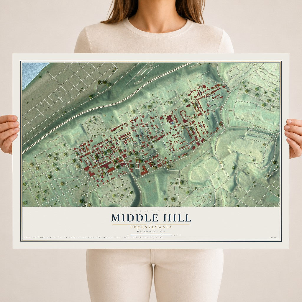 Map of Middle Hill, Pennsylvania, 18 x 24 inch unframed archival matte print