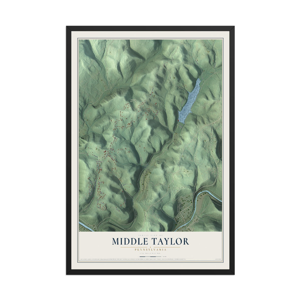Map of Middle Taylor, Pennsylvania, 12 x 18 inch print in a black wood frame