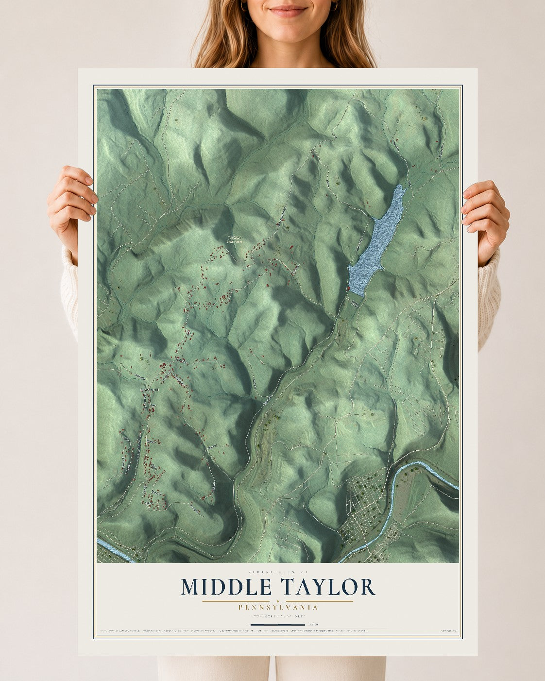 Map of Middle Taylor, Pennsylvania, 24 x 36 inch unframed archival matte print
