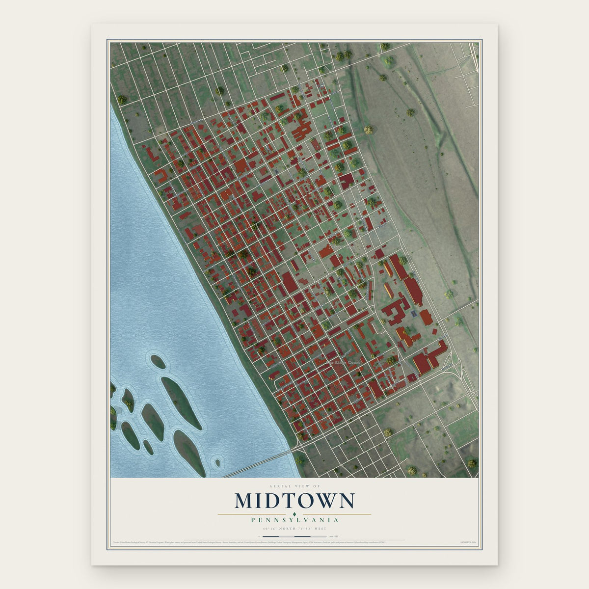 Midtown, Pennsylvania map print, the full design