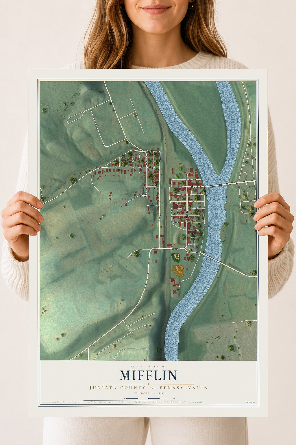 Map of Mifflin, Juniata County, Pennsylvania, 18 x 24 inch unframed archival matte print