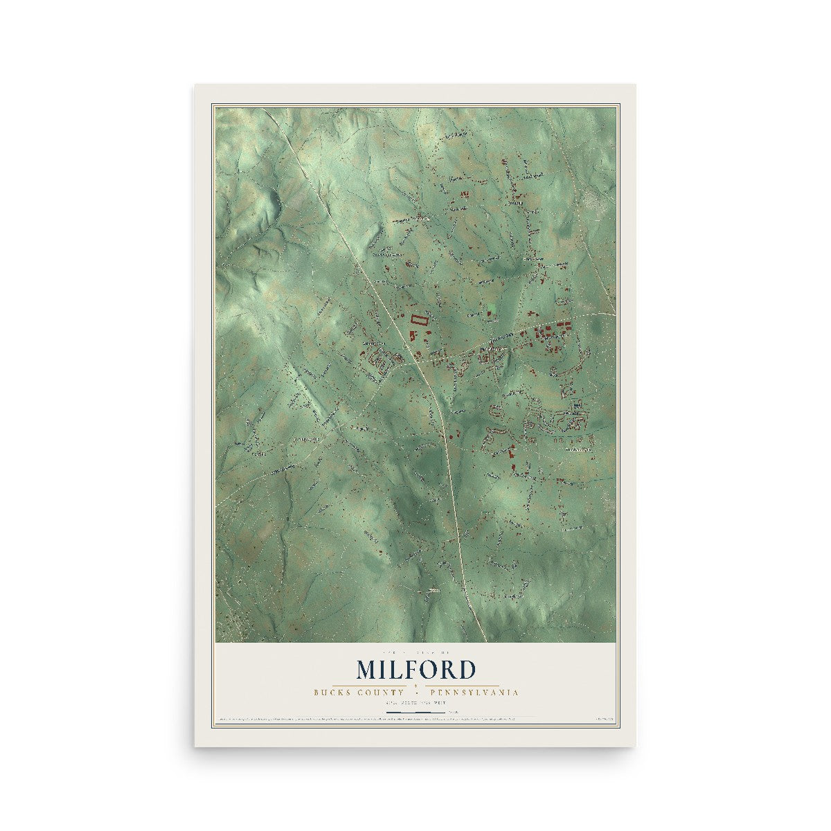 Map of Milford, Bucks County, Pennsylvania, 12 x 18 inch unframed archival matte print
