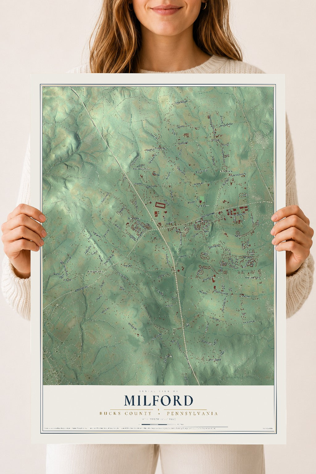 Map of Milford, Bucks County, Pennsylvania, 18 x 24 inch unframed archival matte print