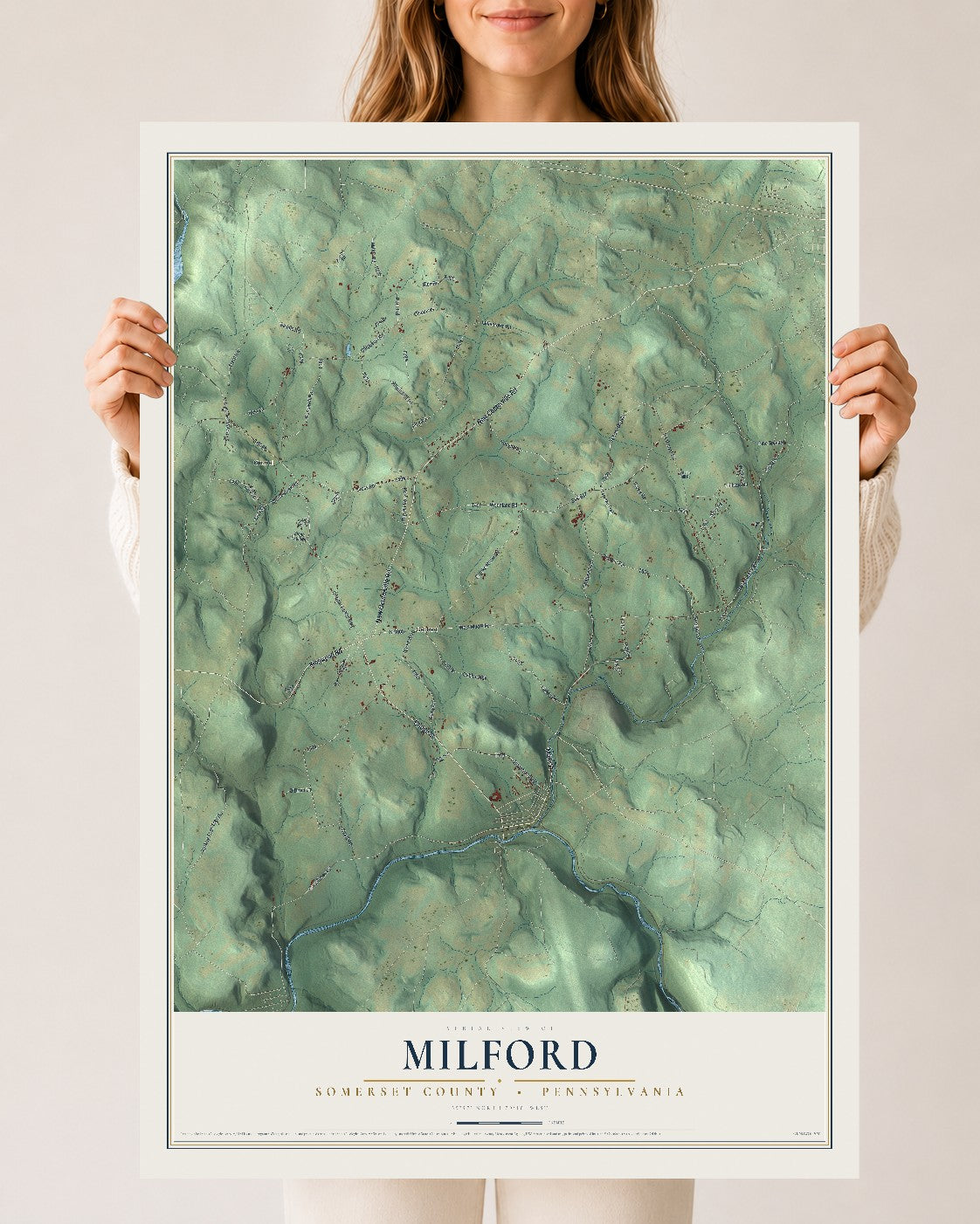 Map of Milford, Somerset County, Pennsylvania, 24 x 36 inch unframed archival matte print