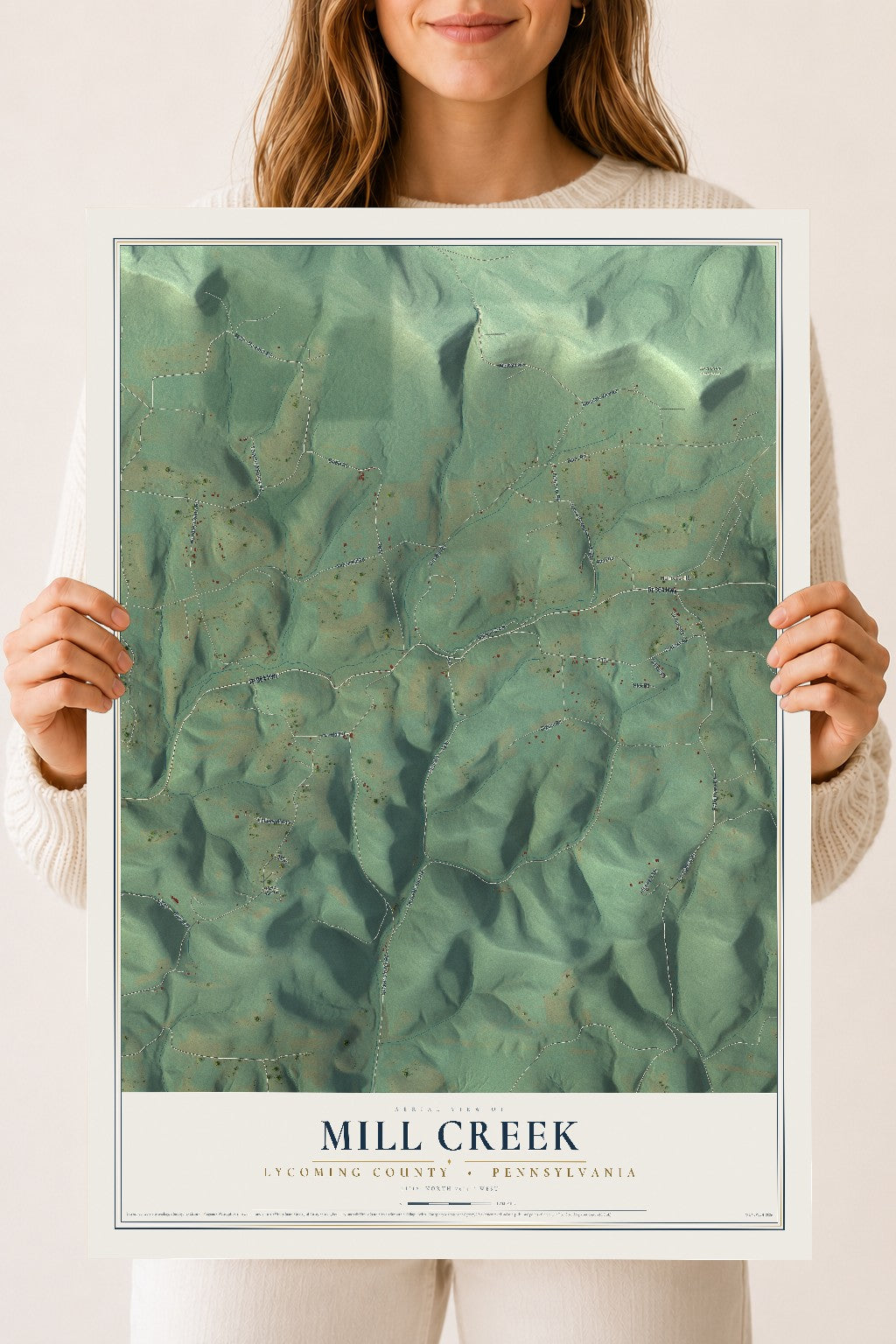 Map of Mill Creek, Lycoming County, Pennsylvania, 18 x 24 inch unframed archival matte print