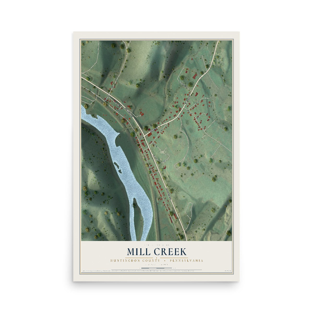 Map of Mill Creek, Huntingdon County, Pennsylvania, 12 x 18 inch unframed archival matte print