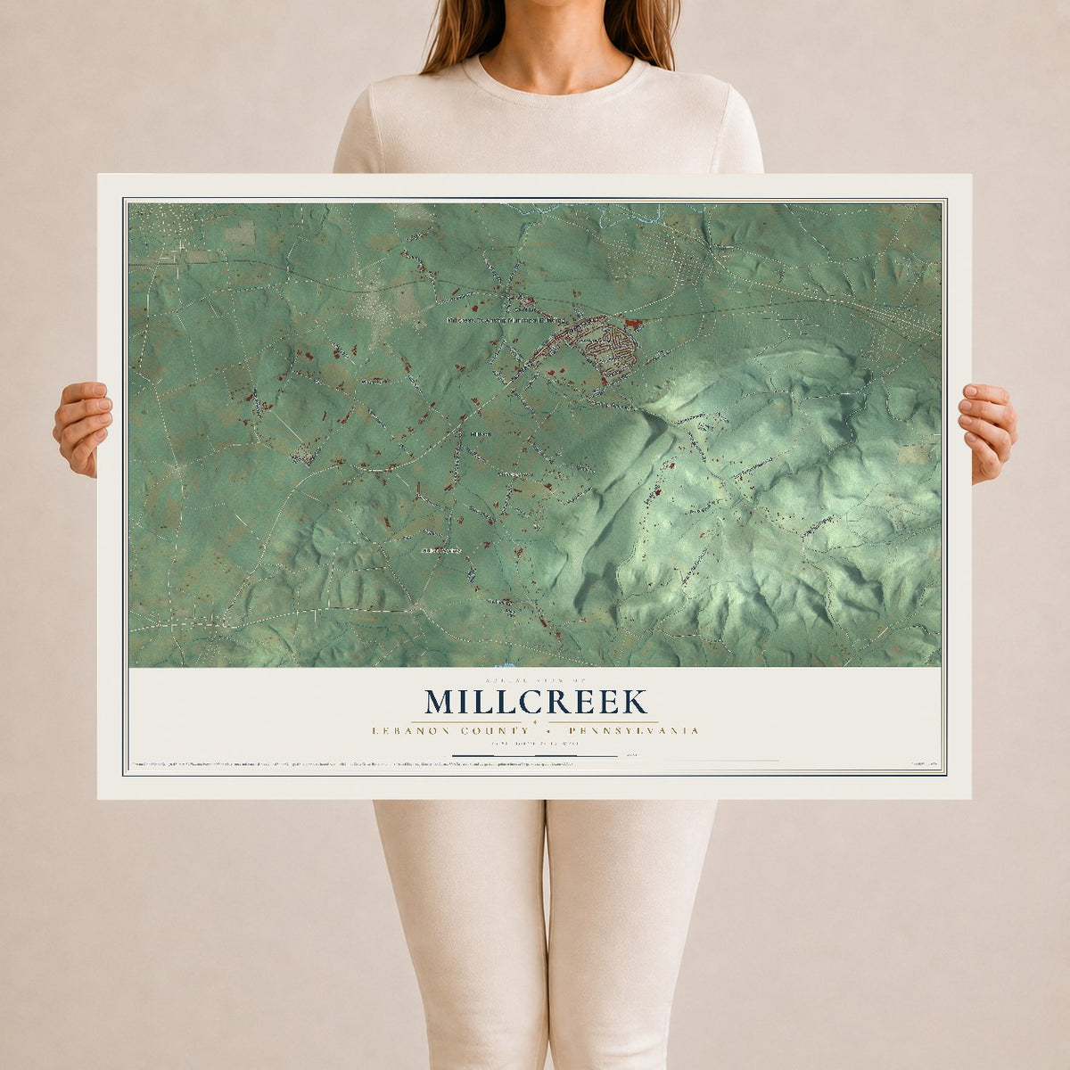 Map of Millcreek, Lebanon County, Pennsylvania, 24 x 36 inch unframed archival matte print