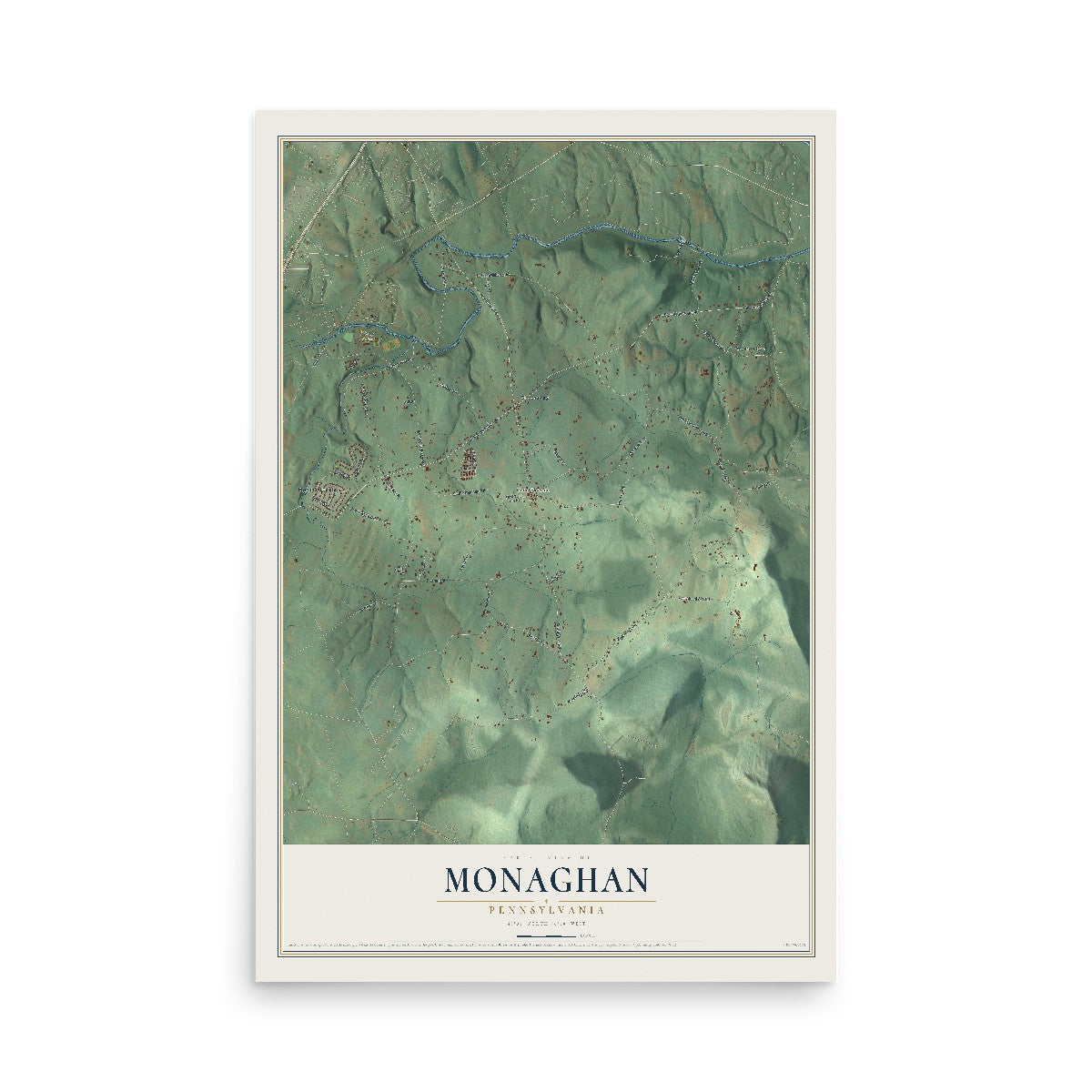 Map of Monaghan, Pennsylvania, 12 x 18 inch unframed archival matte print